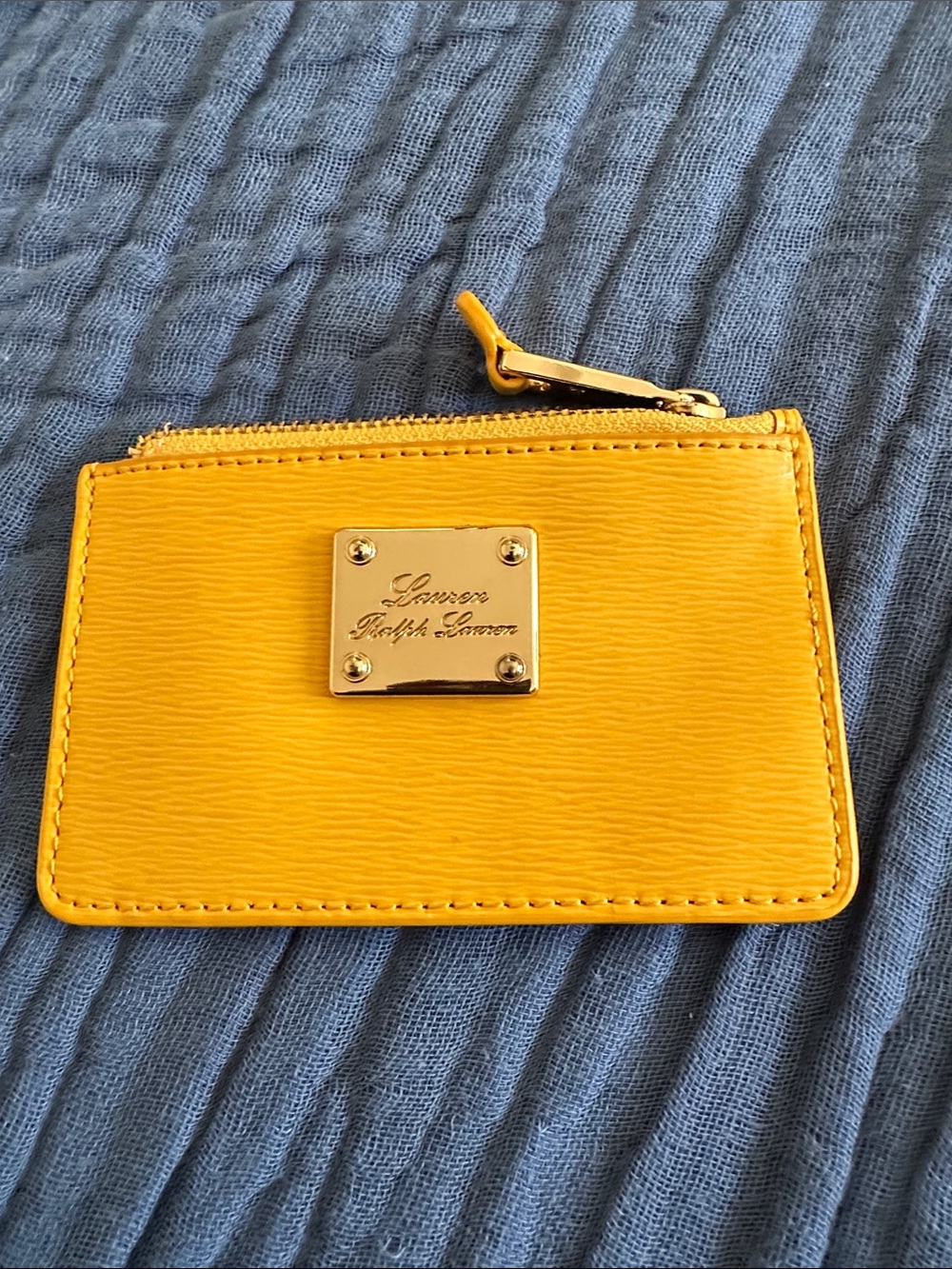 Ralph Lauren Zip Card Holder Wallet in Yellow Like New